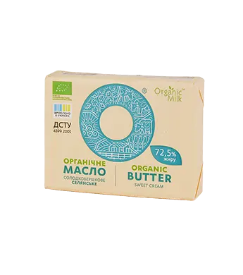 Organic sweet cream butter, 180g 72.5%