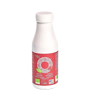 Organic drinking yogurt "Raspberry" (with probiotic) 280g 1.5%