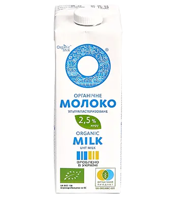 Organic cow UHT milk 1000g, 2.5%