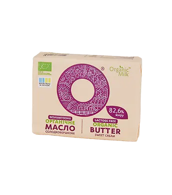 organic sweet cream lactose free butter, 180g 82.6%