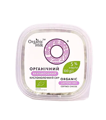 Organic lactose free cottage cheese 300g, 5%